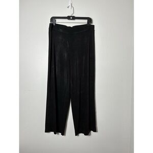 Chicos Travelers Pull On Wide Leg Slinky Pants Sz Large Black Minimalist